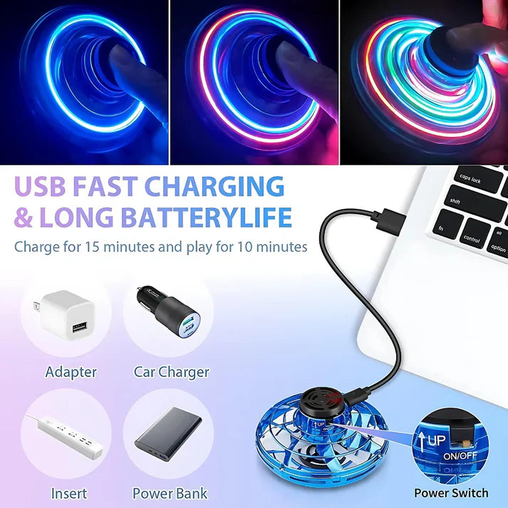 Hand Spinner Fingertip Upgrade | Mini UFO Drone Flying Spinner | Gyro Flying Spinner Decompression Toy for Adults & Kids