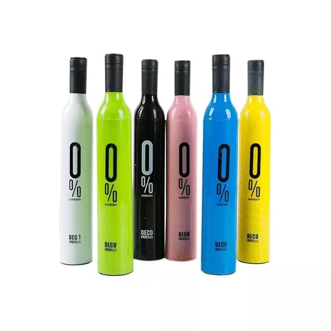 Wine Bottle Umbrella Windproof Double Layer Compact Umbrella with Bottle Cover for UV Protection & Rain, For Men, Women, and Kids Multicolors