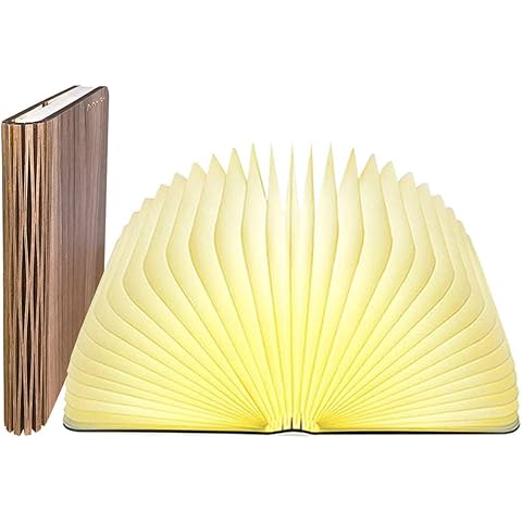 Uniquedotkart Folding Book Lamp | 3 Color Changing Magnetic LED Night Light | USB Rechargeable Portable Mood Light for Home, Bedroom, Office & Gift (Wood Finish),White